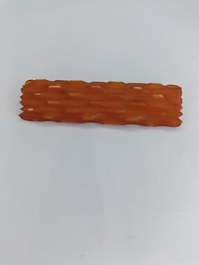 Vtg Carved Butterscotch Bakelite Bar Brooch Art Deco 1940s Orange Geometric Pin